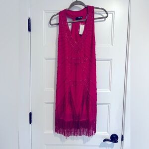Bright pink flapper dress with sequins